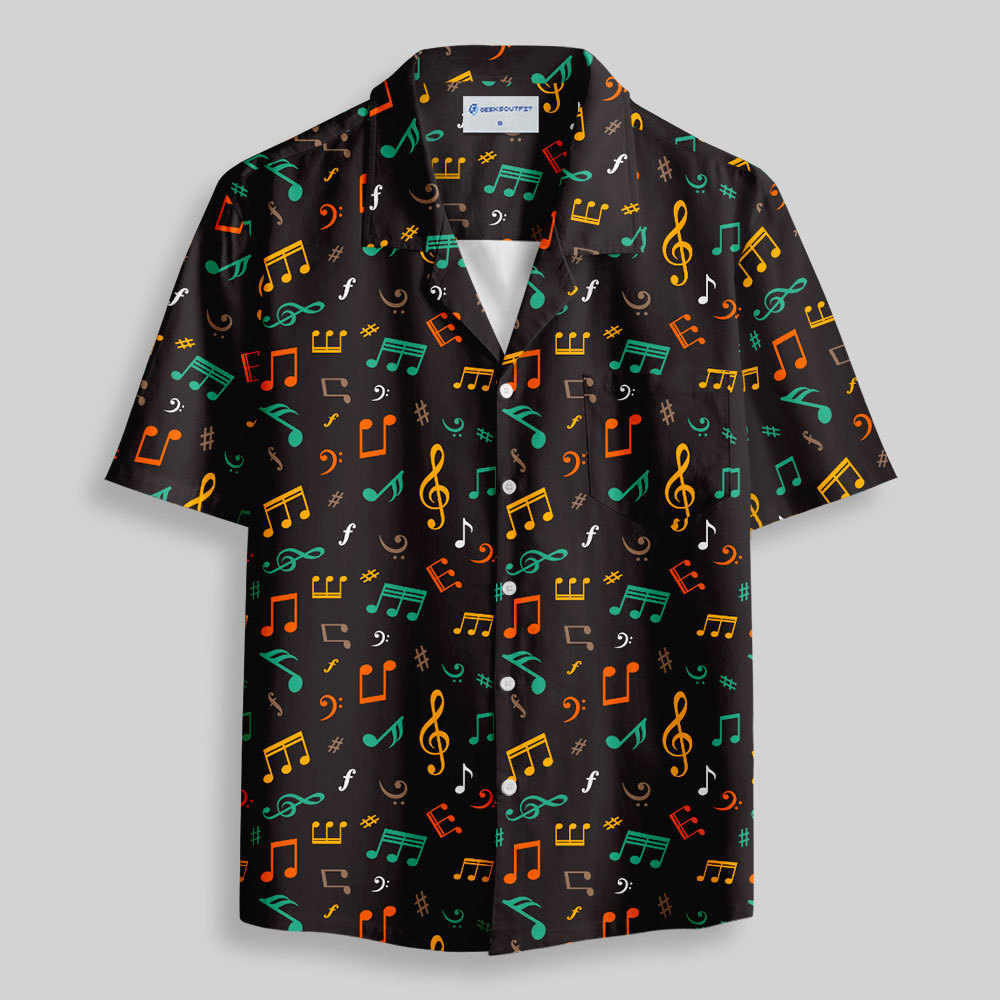 Musical Notes Button Up Pocket Shirt