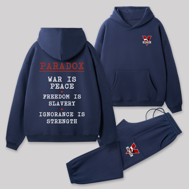 INGSOC Front and Back Printed Geek Fleece Hoodie Set