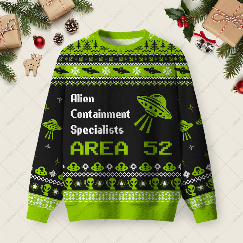 Area 52 Ugly Christmas Fuzzy Fleece Sweatshirt