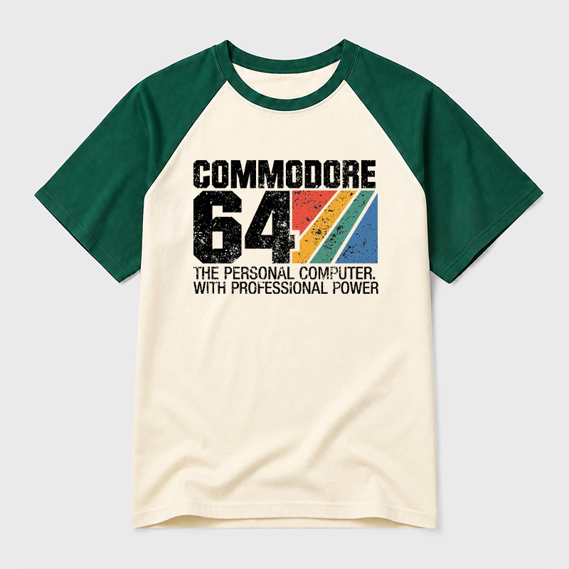 Commodore 64 Retro Geek Retro Raglan T-Shirt
