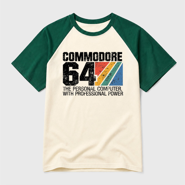 Commodore 64 Retro Geek Retro Raglan T-Shirt