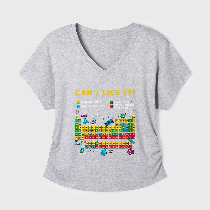Can I Lick It Periodic Table Geek Dolman Sleeve V-Neck Shirt