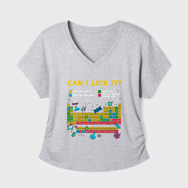 Can I Lick It Periodic Table Geek Dolman Sleeve V-Neck Shirt