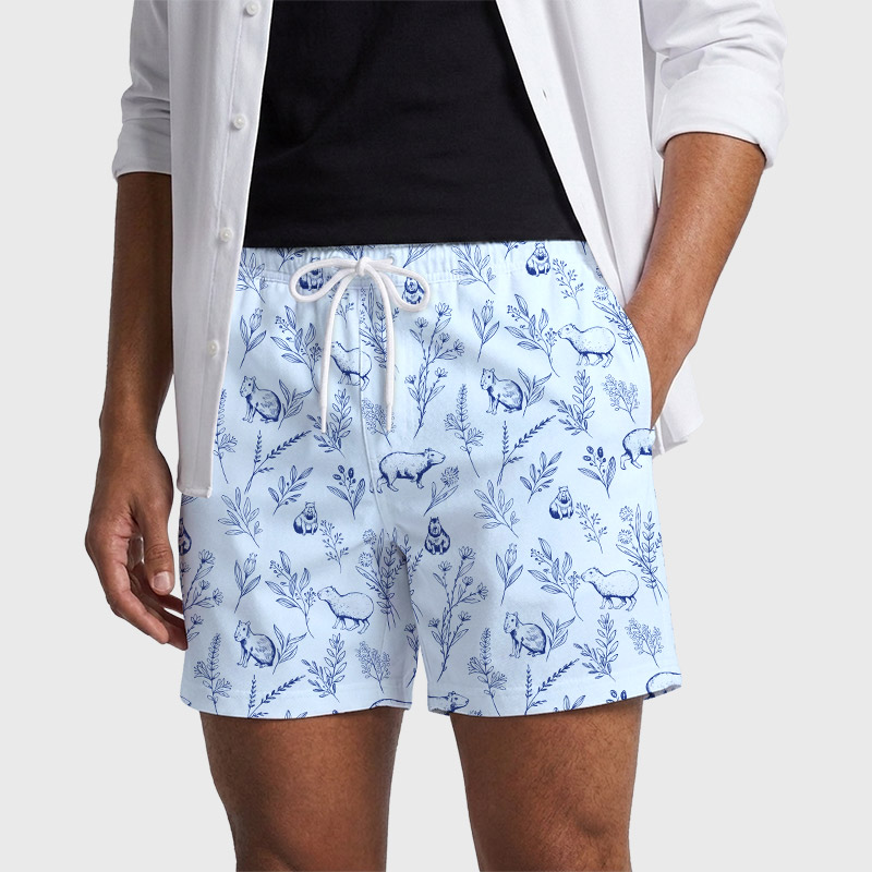 Capybara Geek Hawaiian Swim Trunks
