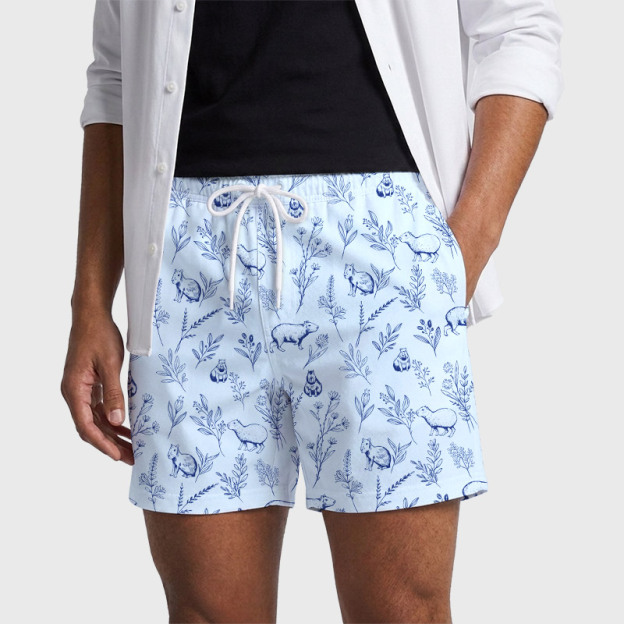 Capybara Geek Hawaiian Swim Trunks