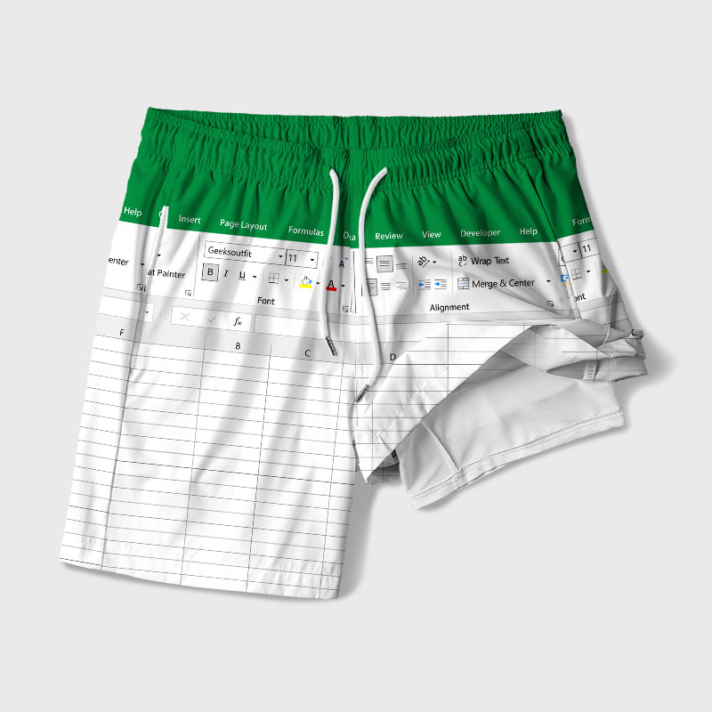 Excel Funny Work Geek Hawaiian Swim Trunks