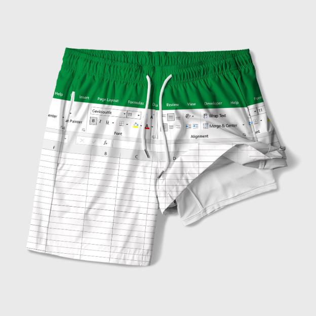 Excel Funny Work Geek Hawaiian Swim Trunks