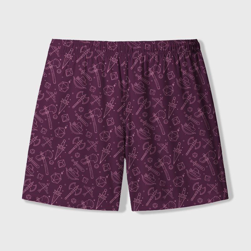 DND Medieval Weapons Geek Hawaiian Swim Trunks