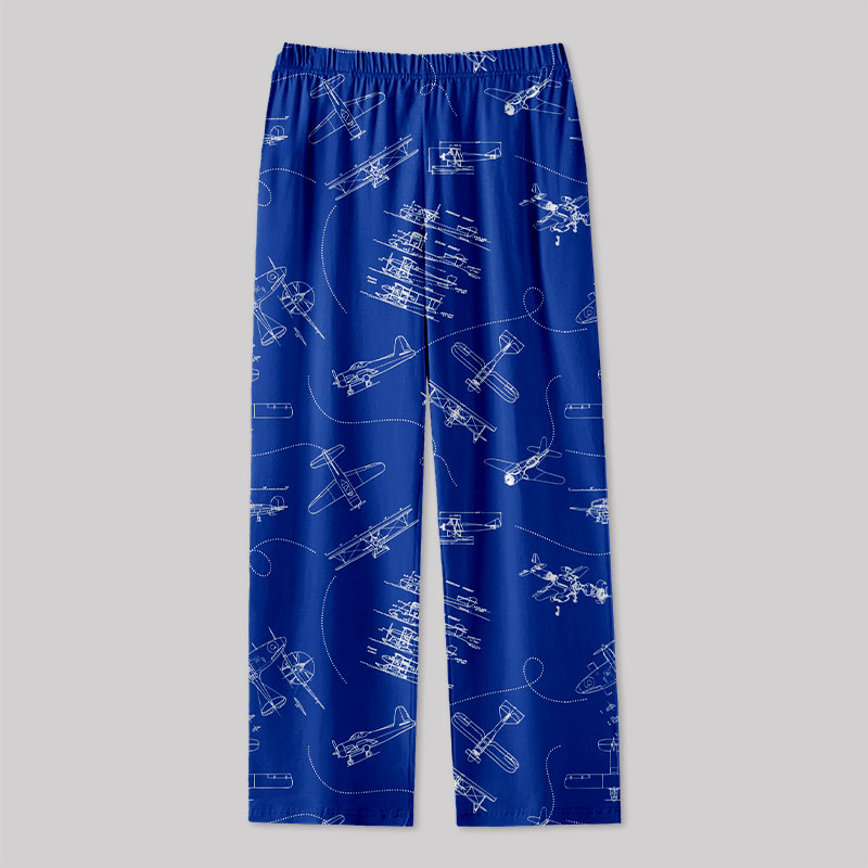 Aircraft Blueprint Geek Loungewear Pants