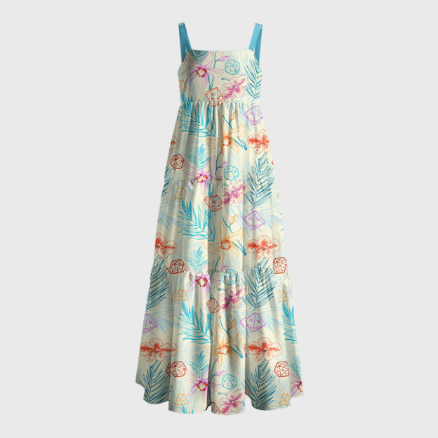 DND Plants and Polyhedral Dice Geek Tiered Cami Maxi Dress