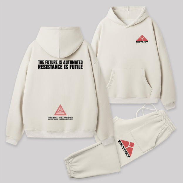 Skynet Front and Back Printed Geek Fleece Hoodie Set