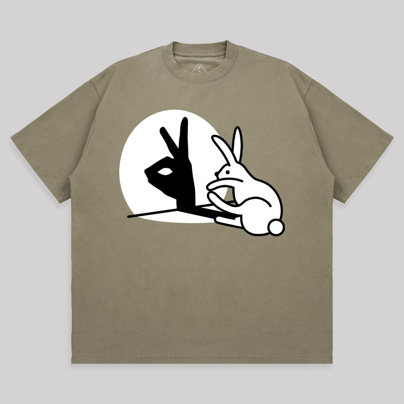 Funny Rabbit Hand Shadow Unisex Oversized T-shirt