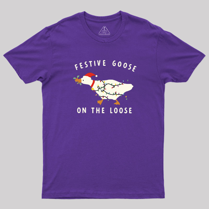Festive Goose on the Loose Christmas Geek T-Shirt