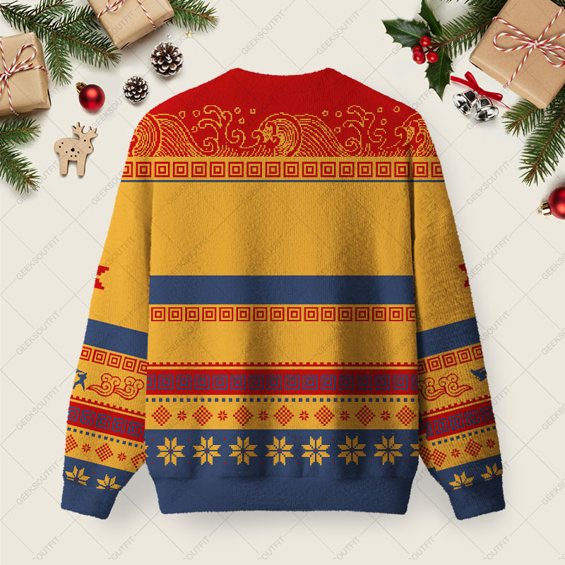 Surely Not Everybody Was Kung Fu Fighting Ugly Christmas Fuzzy Fleece Sweatshirt