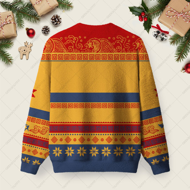 Surely Not Everybody Was Kung Fu Fighting Ugly Christmas Fuzzy Fleece Sweatshirt