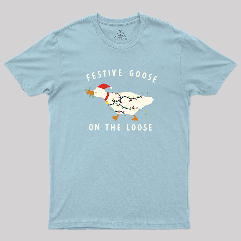 Festive Goose on the Loose Christmas Geek T-Shirt