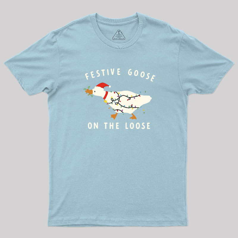 Festive Goose on the Loose Christmas Geek T-Shirt