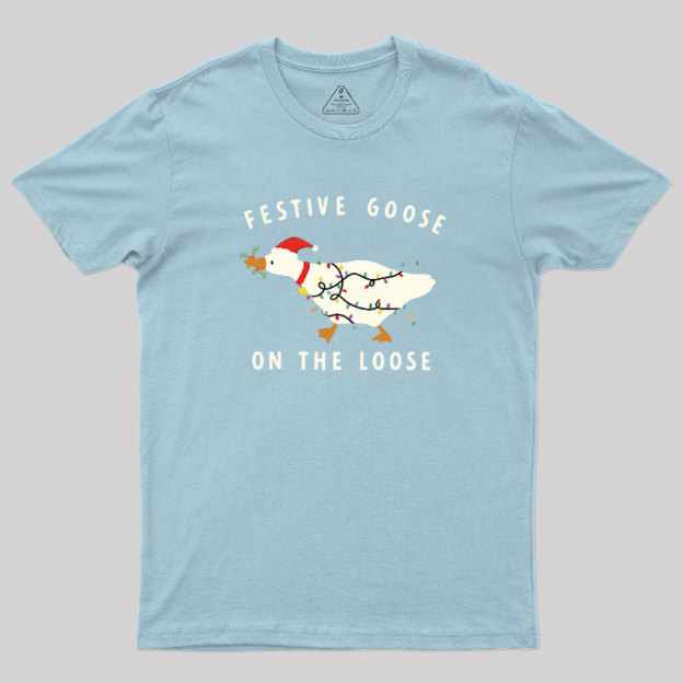 Festive Goose on the Loose Christmas Geek T-Shirt