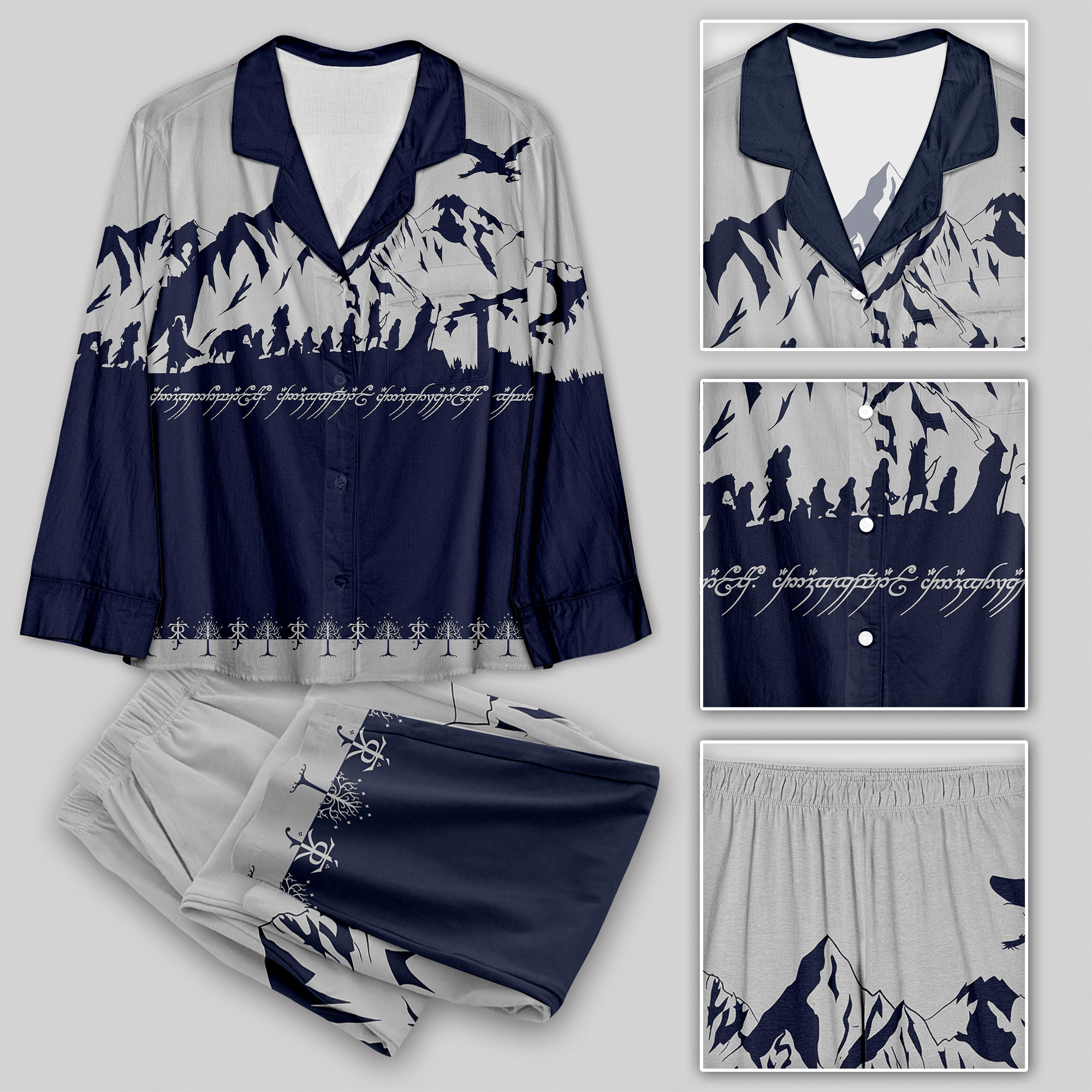 Mountains of Mordor Navy Pajama Sets