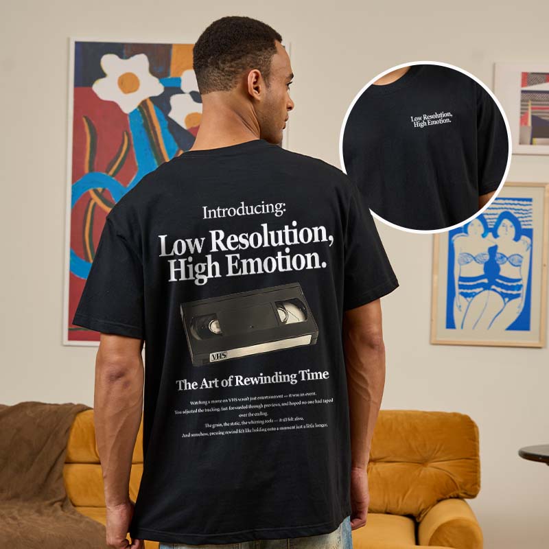 Low Resolution High Emotion Front and Back Printing Geek T-Shirt
