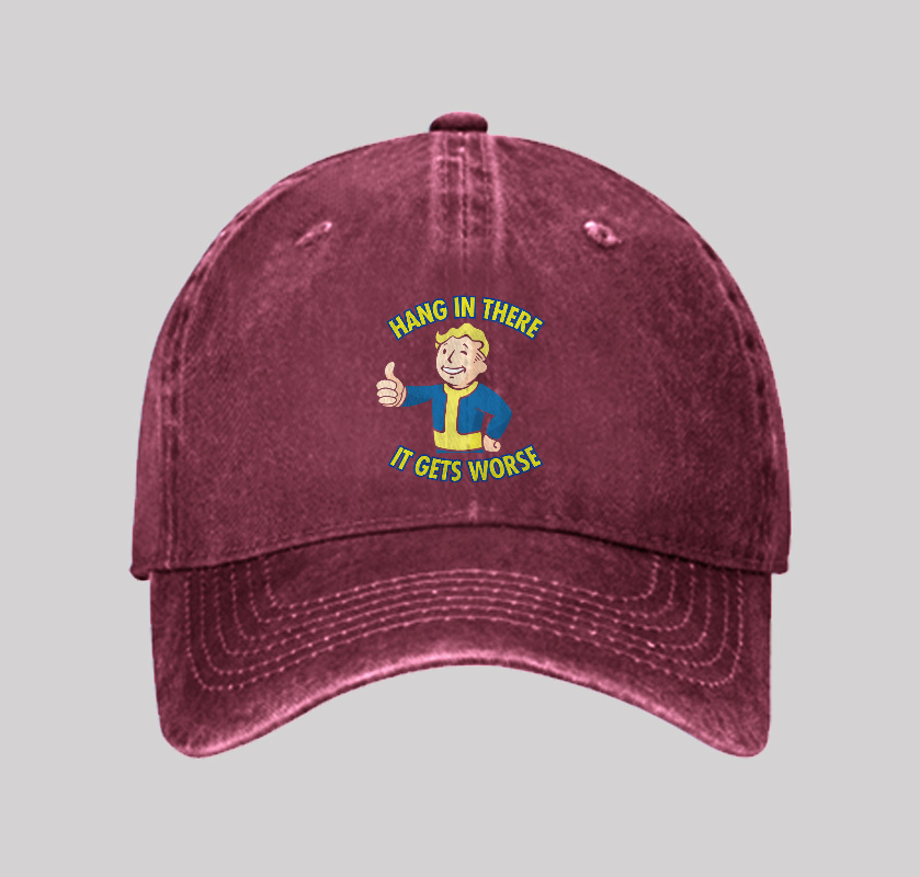 Hang In There It Gets Worse Washed Vintage Baseball Cap