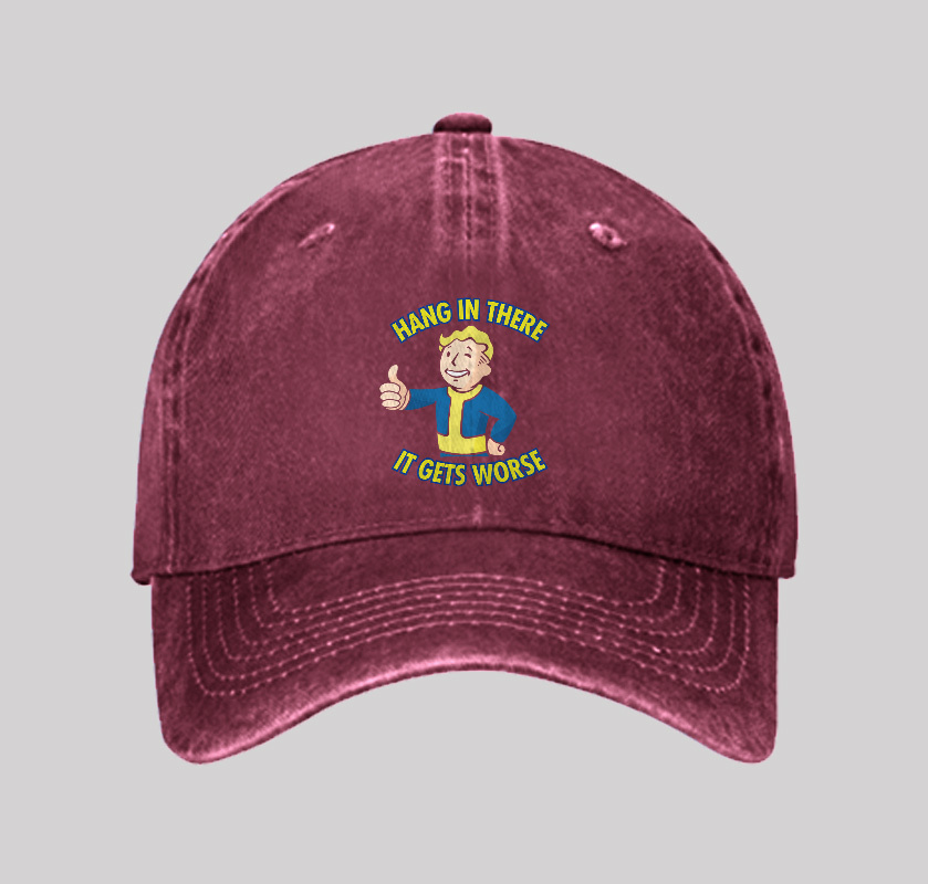 Hang In There It Gets Worse Washed Vintage Baseball Cap