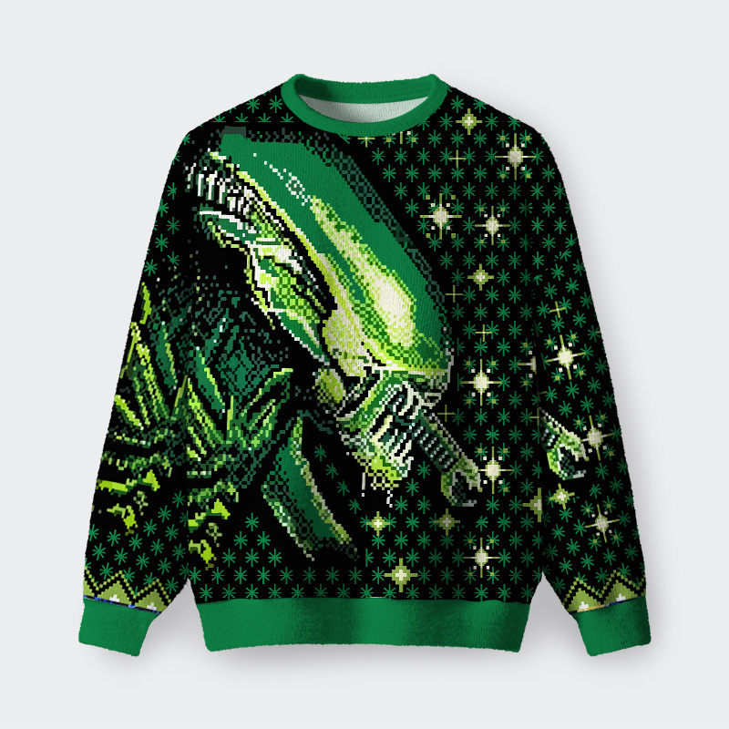 Geeksoutfit Alien Green Fuzzy Fleece Sweatshirt for Sale