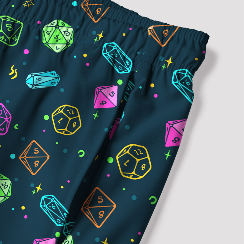 Colorful DND Dice RPG Geek Hawaiian Swim Trunks
