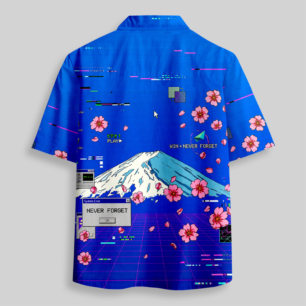 Vaporwave Desktop Retro OS Glitch Button Up Pocket Shirt