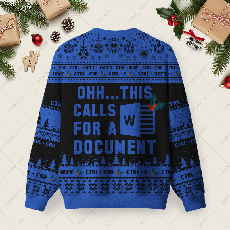Ohh This Calls for a Document Night Mode Ugly Christmas Fuzzy Fleece Sweatshirt
