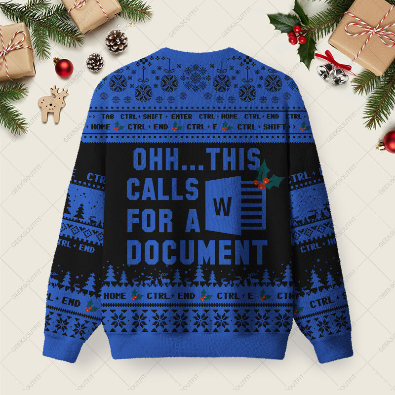 Ohh This Calls for a Document Night Mode Ugly Christmas Fuzzy Fleece Sweatshirt