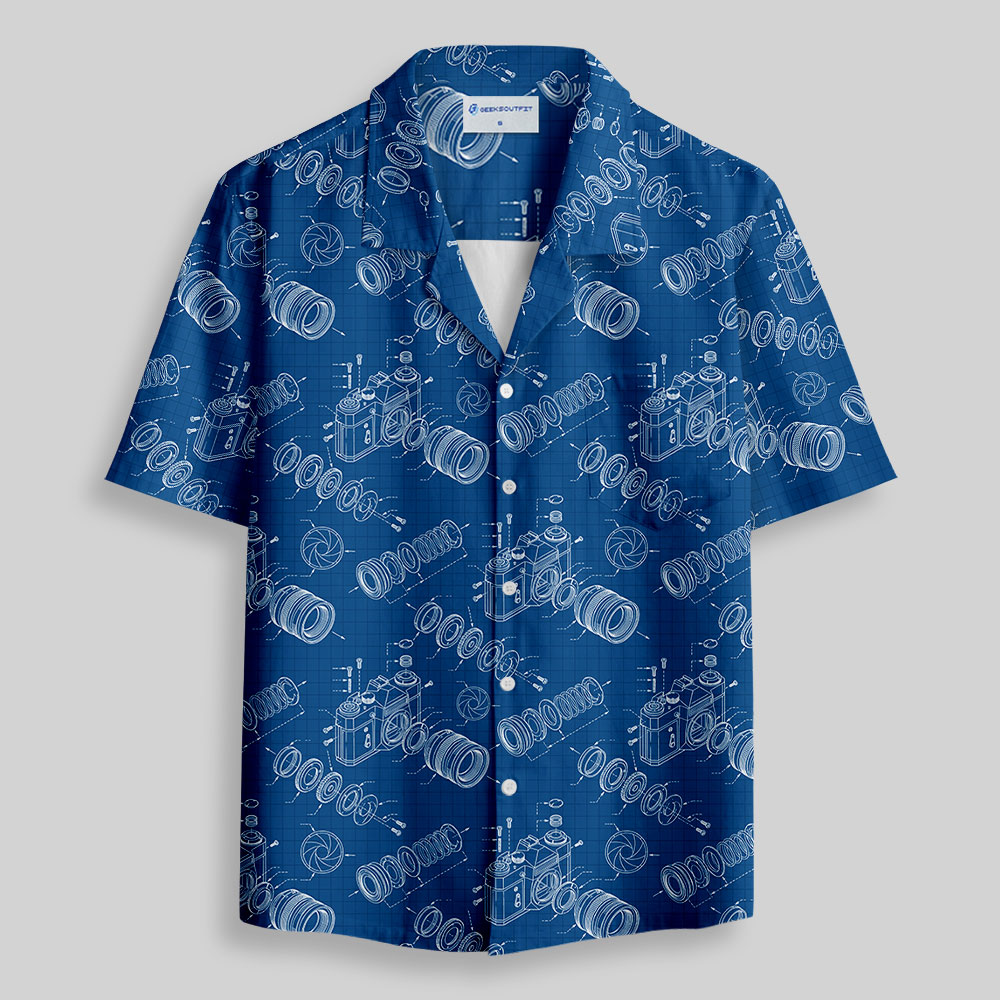 Camera Blueprint Button Up Pocket Shirt