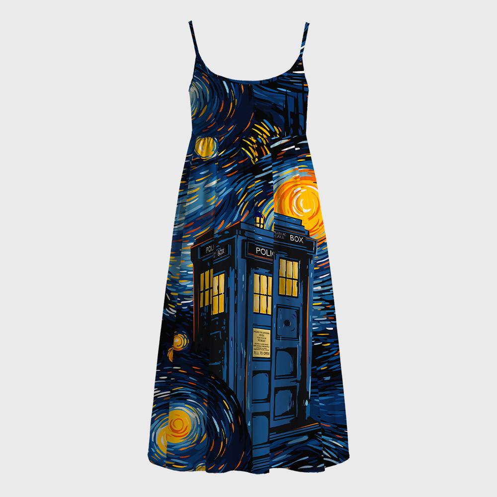 Starry Night Phone Booth Geek A-Line Cami Dress