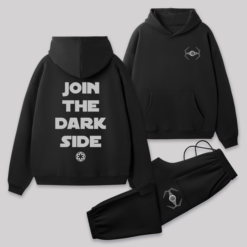 Join The Dark Side Front and Back Printed Geek Fleece Hoodie Set