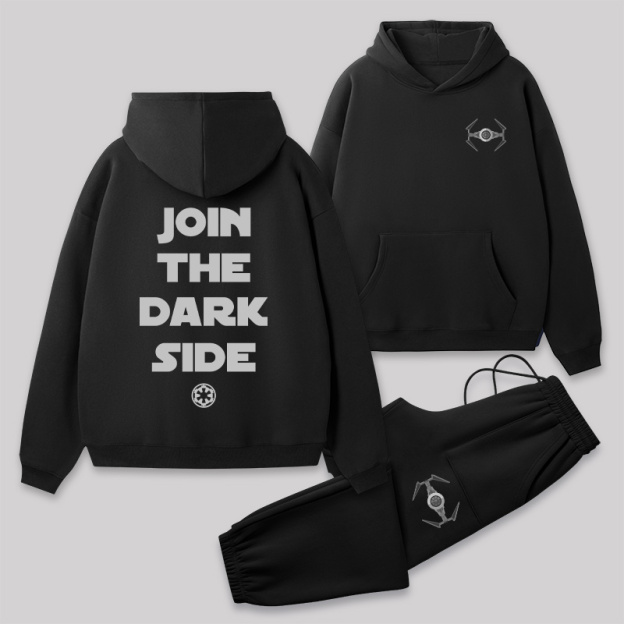 Join The Dark Side Front and Back Printed Geek Fleece Hoodie Set