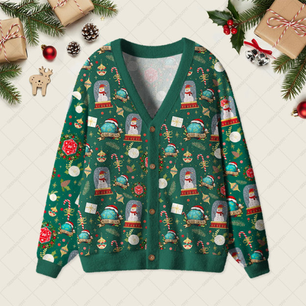 Christmas Dice Geek Ugly Cardigan Sweaters 