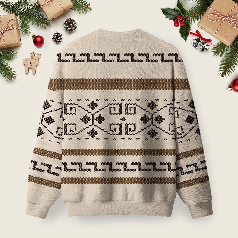 The Dude Classic Lebowski Ugly Christmas Fuzzy Fleece Sweatshirt