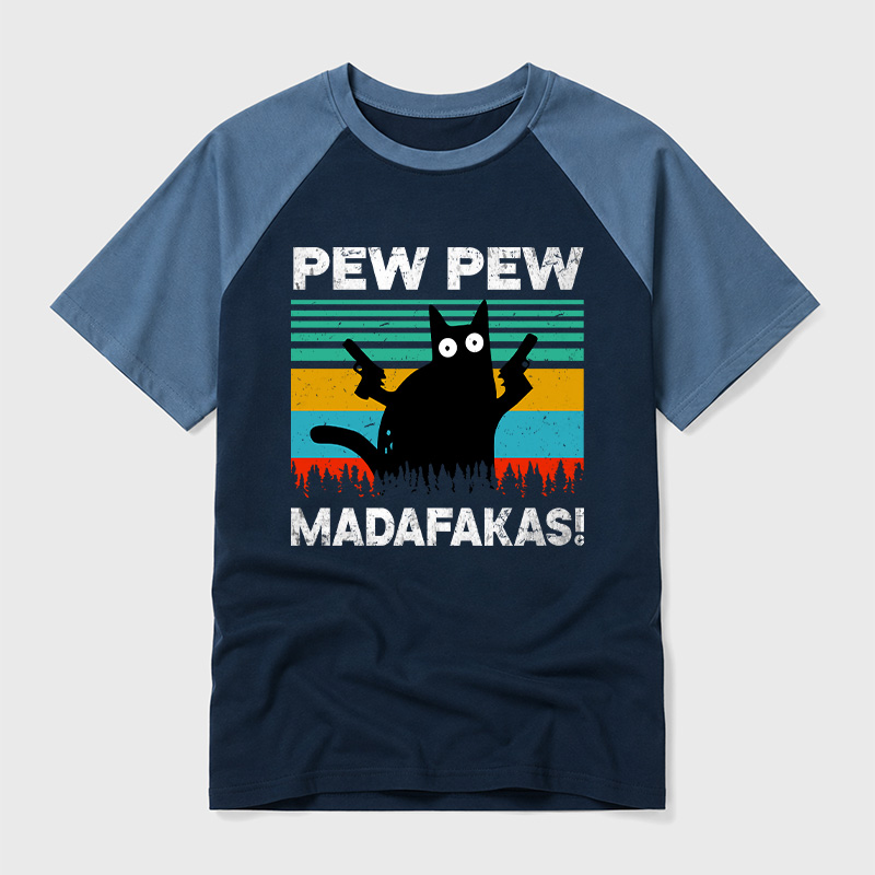 Pew Pew Madafakas Geek Retro Raglan T-Shirt
