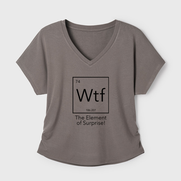 Wtf - The Element of Surprise Funny Science Geek Dolman Sleeve V-Neck Shirt