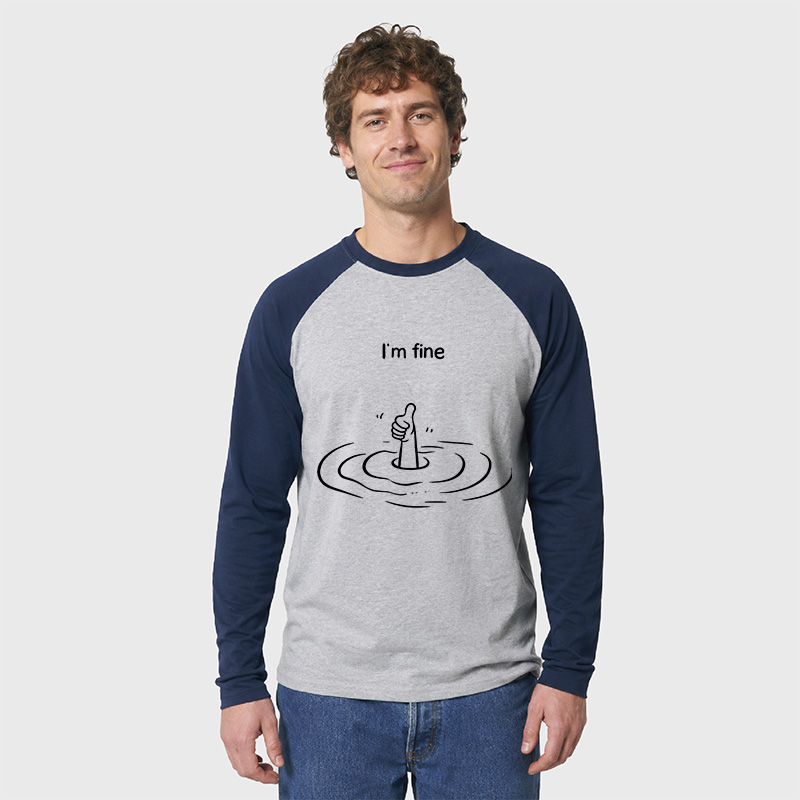 I'm Fine Geek Retro Raglan Long-Sleeve Tee