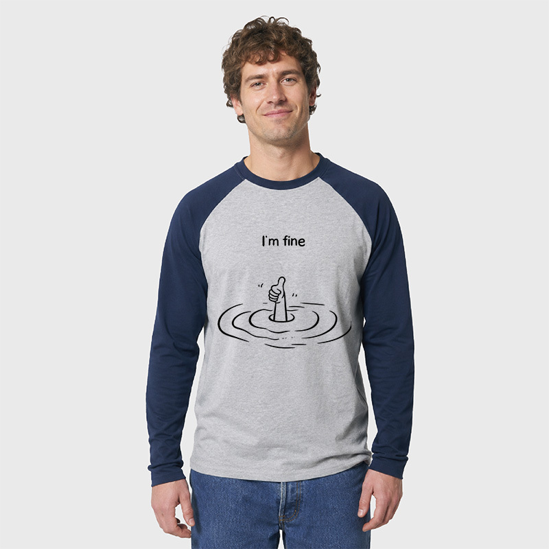 I'm Fine Geek Retro Raglan Long-Sleeve Tee