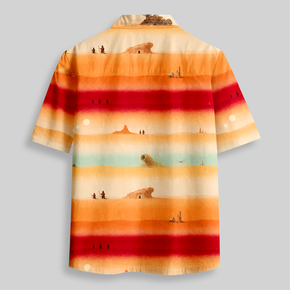Twin Sunset Alien Desert Button Up Pocket Shirt