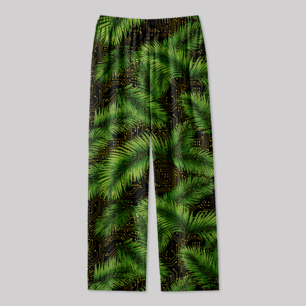 Palm Leaf Circuit Board Geek Loungewear Pants