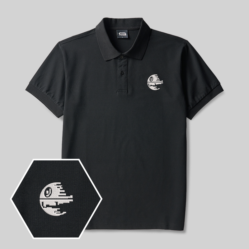 Death Star Geek Embroidered Polo Shirts