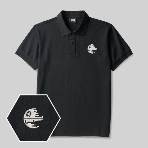 Death Star Geek Embroidered Polo Shirts