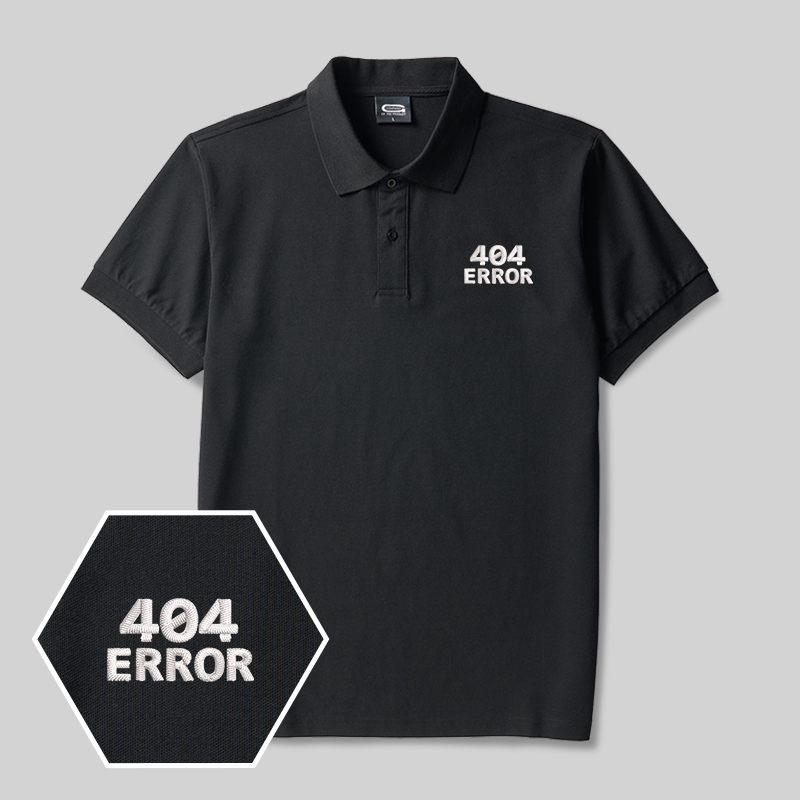 404 Error Geek Embroidered Polo Shirts