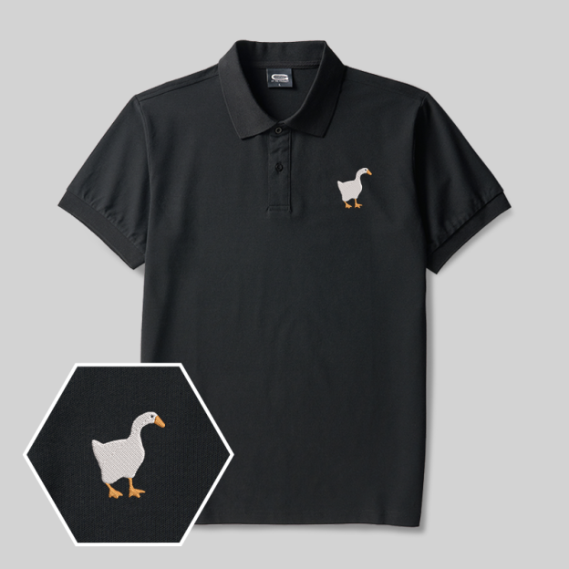 Untitled Goose Geek Embroidered Polo Shirts