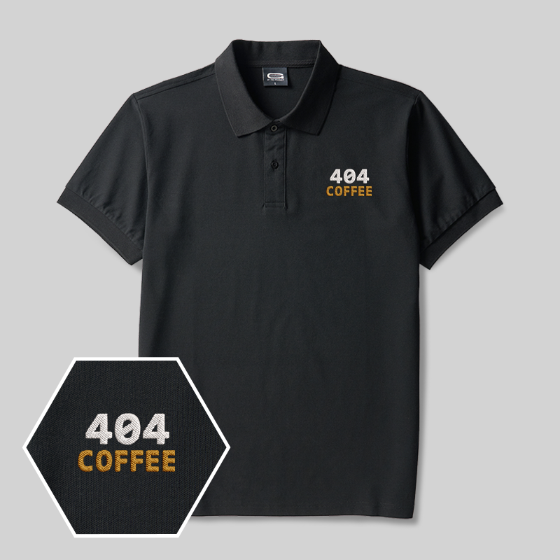 404 Coffee Geek Embroidered Polo Shirts