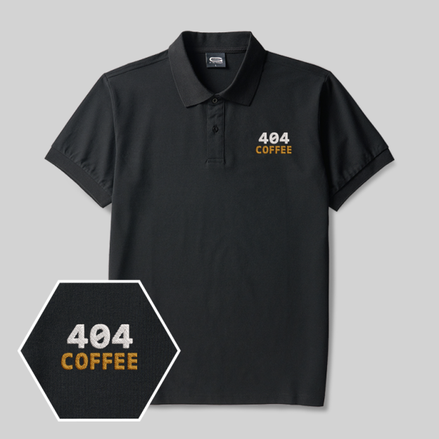 404 Coffee Geek Embroidered Polo Shirts