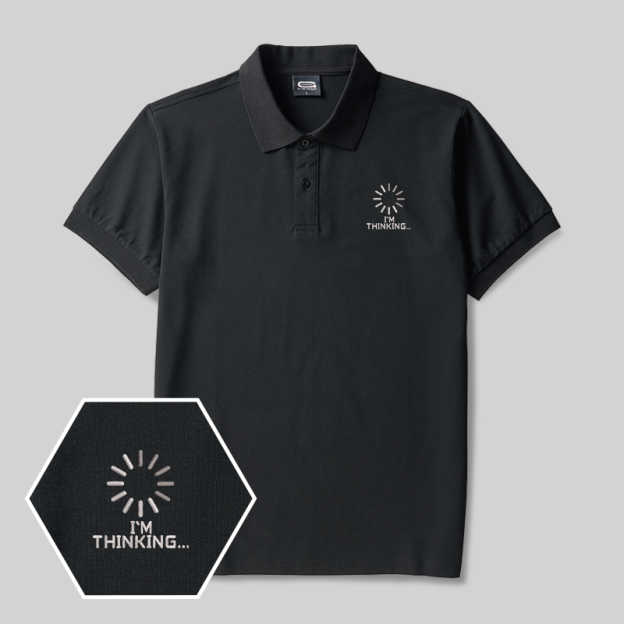 I'm Thinking Geek Embroidered Polo Shirts